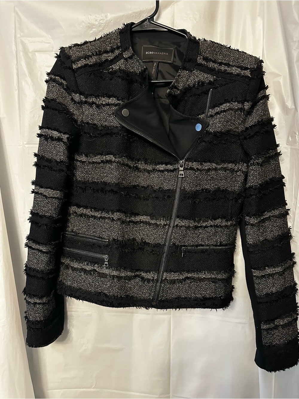 BCBG MAX AZRIA MIXED MEDIA JAISON  JACKET - BLACK / GRAY size Medium